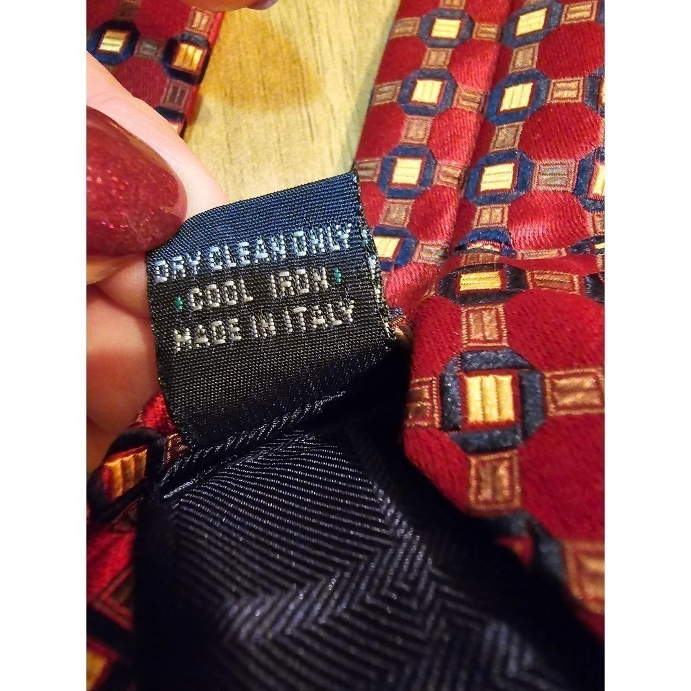 Burberry Luxury Silk tie. Red and‎ gold. Made in Italy - Picture 7 of 7